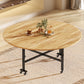 Mesa de comedor redonda de madera maciza de estilo moderno con hojas abatibles en color natural