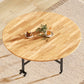Mesa de comedor redonda de madera maciza de estilo moderno con hojas abatibles en color natural