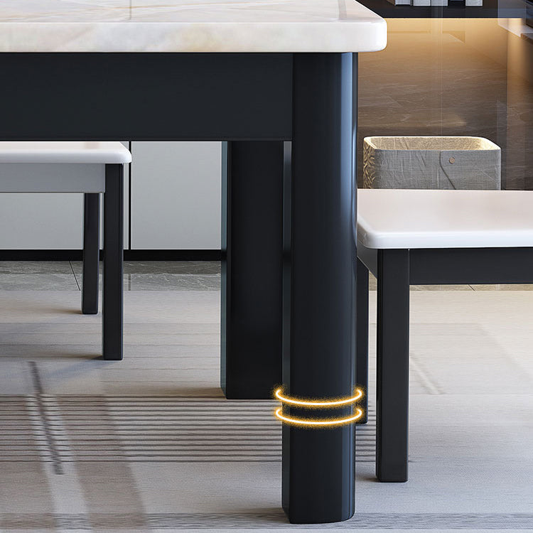 Contemporary Style Rectangle Marble Fixed Dinner Table with 4 Legs Clearhalo 'Dining Tables & Seating' 'Dining Tables' 'dining_table' 'furn' 'furn_dining_table' 'Furniture' 'Kitchen & Dining Furniture' 7649589