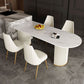 Modern White Stone Dining Table with Metal Legs for Dining Room