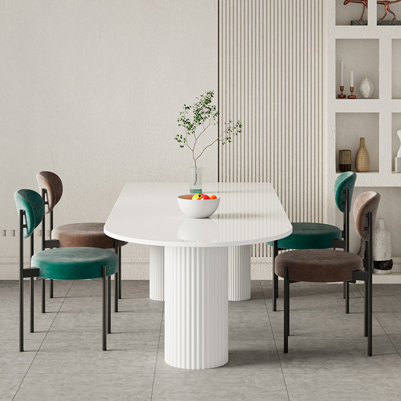 Contemporary White Color Faux Marble Dinner Table with 3 Legs Clearhalo 'Dining Tables & Seating' 'Dining Tables' 'dining_table' 'furn' 'furn_dining_table' 'Furniture' 'Kitchen & Dining Furniture' 7649611