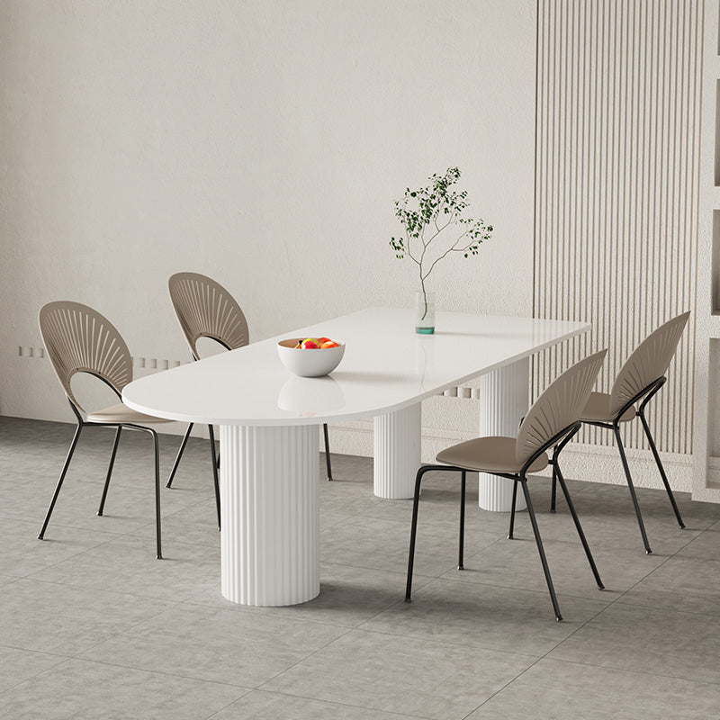 Contemporary White Color Faux Marble Dinner Table with 3 Legs Clearhalo 'Dining Tables & Seating' 'Dining Tables' 'dining_table' 'furn' 'furn_dining_table' 'Furniture' 'Kitchen & Dining Furniture' 7649612