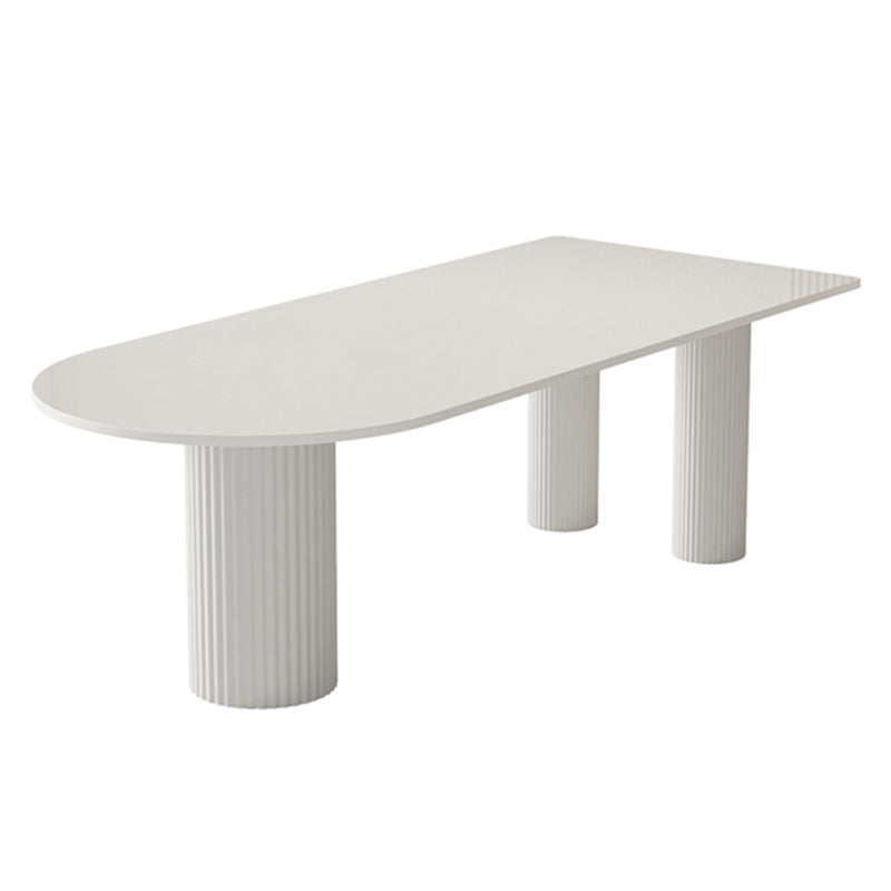Contemporary White Color Faux Marble Dinner Table with 3 Legs Without Chairs Clearhalo 'Dining Tables & Seating' 'Dining Tables' 'dining_table' 'furn' 'furn_dining_table' 'Furniture' 'Kitchen & Dining Furniture' 7649614