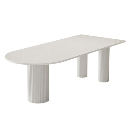 Contemporary White Color Faux Marble Dinner Table with 3 Legs Without Chairs Clearhalo 'Dining Tables & Seating' 'Dining Tables' 'dining_table' 'furn' 'furn_dining_table' 'Furniture' 'Kitchen & Dining Furniture' 7649614