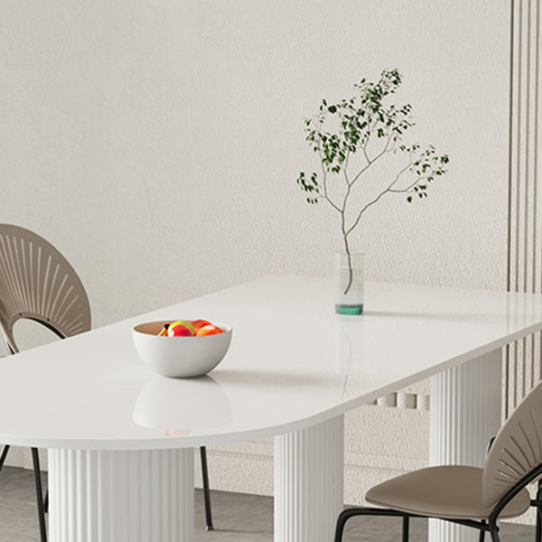Contemporary White Color Faux Marble Dinner Table with 3 Legs Clearhalo 'Dining Tables & Seating' 'Dining Tables' 'dining_table' 'furn' 'furn_dining_table' 'Furniture' 'Kitchen & Dining Furniture' 7649615