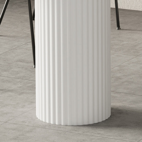 Contemporary White Color Faux Marble Dinner Table with 3 Legs Clearhalo 'Dining Tables & Seating' 'Dining Tables' 'dining_table' 'furn' 'furn_dining_table' 'Furniture' 'Kitchen & Dining Furniture' 7649617