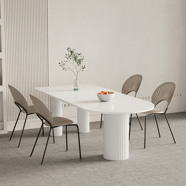 Contemporary White Color Faux Marble Dinner Table with 3 Legs Clearhalo 'Dining Tables & Seating' 'Dining Tables' 'dining_table' 'furn' 'furn_dining_table' 'Furniture' 'Kitchen & Dining Furniture' 7649618