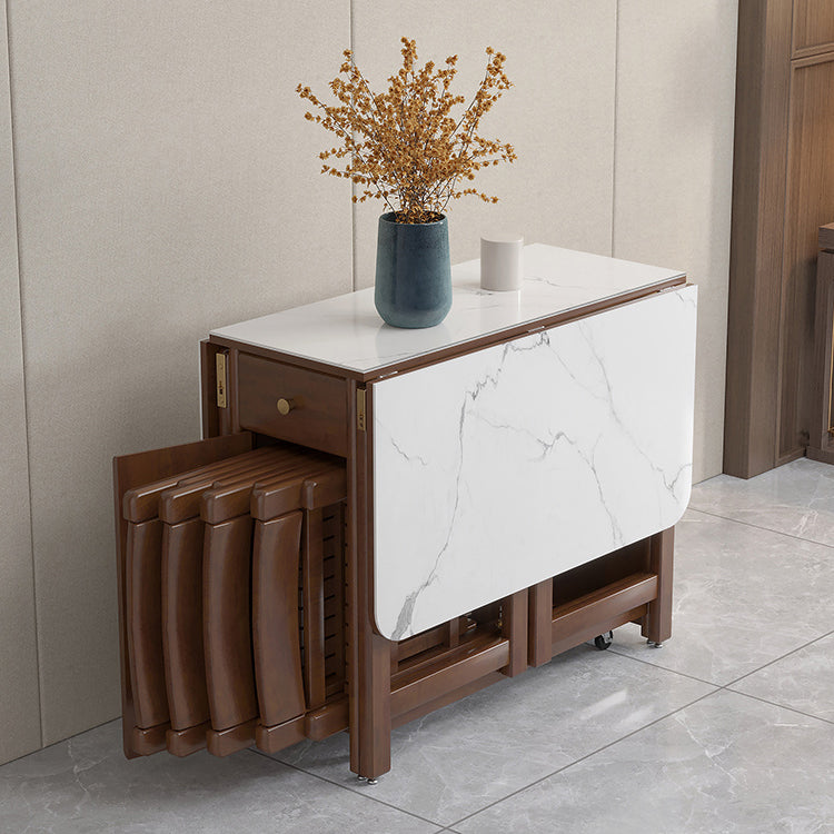 Mesa de comedor de piedra abatible de estilo moderno, 51,2" x 35,4" x 29,5"