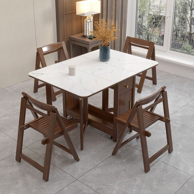 Mesa de comedor de piedra abatible de estilo moderno, 51,2" x 35,4" x 29,5"