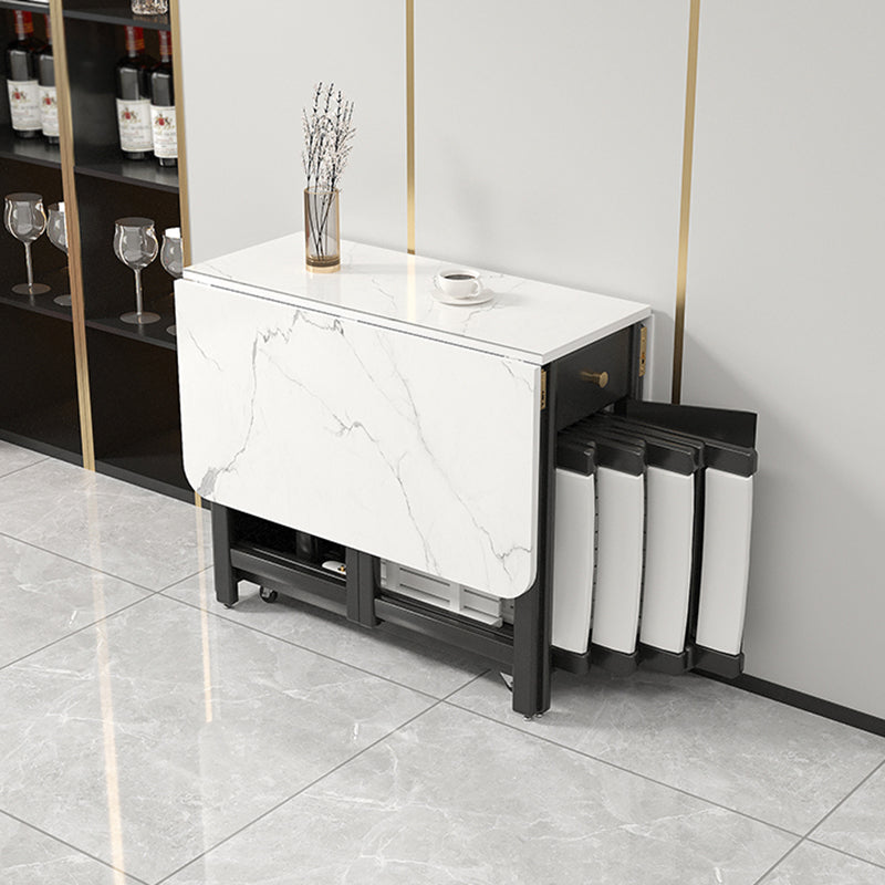 Mesa de comedor de piedra abatible de estilo moderno, 51,2" x 35,4" x 29,5"