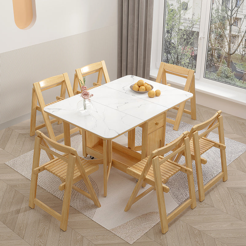 Mesa de comedor de piedra abatible de estilo moderno, 51,2" x 35,4" x 29,5"