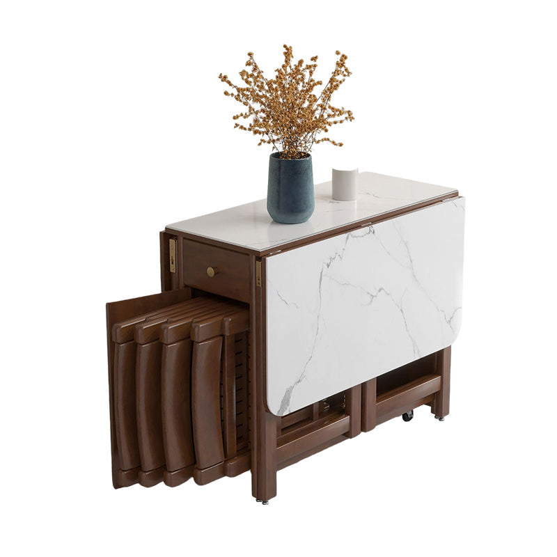 Mesa de comedor de piedra abatible de estilo moderno, 51,2" x 35,4" x 29,5"