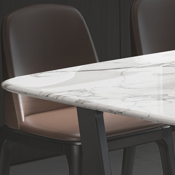 5/7 Pieces Modern White Marble Top Wooden Frame Dining Set for Home Clearhalo 'Dining Room Sets' 'Dining Tables & Seating' 'dining_room_set' 'furn' 'furn_dining_room_set' 'Furniture' 'Kitchen & Dining Furniture' 7649681