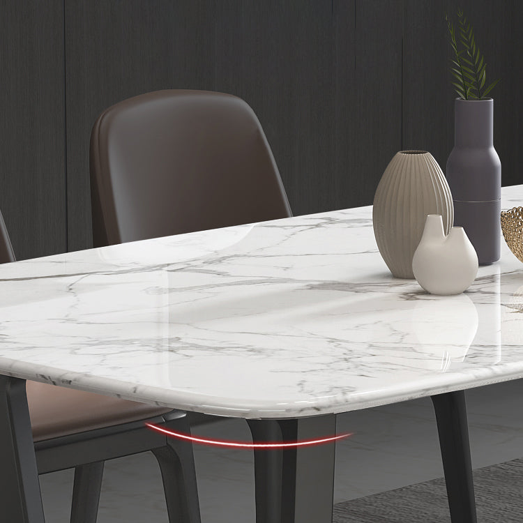 5/7 Pieces Modern White Marble Top Wooden Frame Dining Set for Home Clearhalo 'Dining Room Sets' 'Dining Tables & Seating' 'dining_room_set' 'furn' 'furn_dining_room_set' 'Furniture' 'Kitchen & Dining Furniture' 7649682