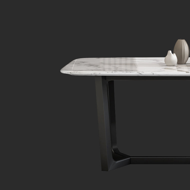 5/7 Pieces Modern White Marble Top Wooden Frame Dining Set for Home Clearhalo 'Dining Room Sets' 'Dining Tables & Seating' 'dining_room_set' 'furn' 'furn_dining_room_set' 'Furniture' 'Kitchen & Dining Furniture' 7649683