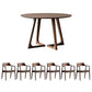 1/2/3/5/7 pc's moderne ronde vorm massief hout dinette tafel met stoel