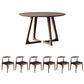 1/2/3/5/7 pc's moderne ronde vorm massief hout dinette tafel met stoel
