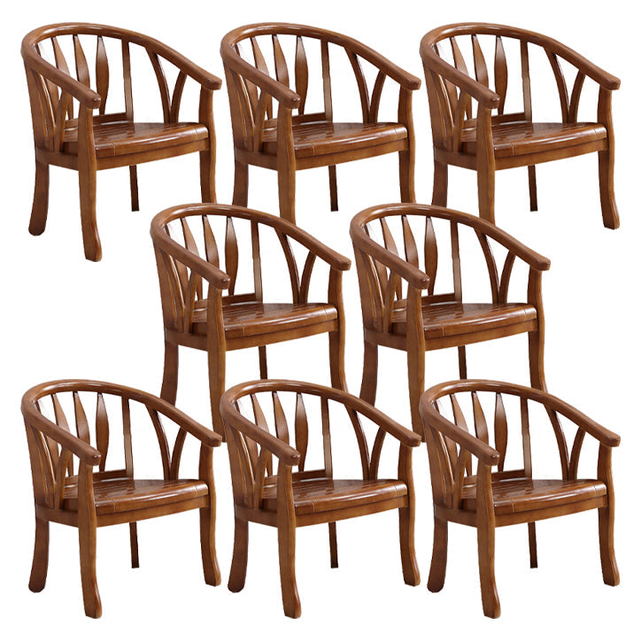 Traditioneller Esstuhlstuhl Holz offener Seitenstuhl für Wohnzimmer