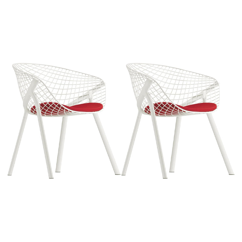 Modern Style Arm Chair Metal Cross Back Dining Room Chair for Indoor White 2 Piece Set Clearhalo 'Dining Chairs' 'Dining Tables & Seating' 'dining_chair' 'furn' 'furn_dining_chair' 'Furniture' 'Kitchen & Dining Furniture' 7650153