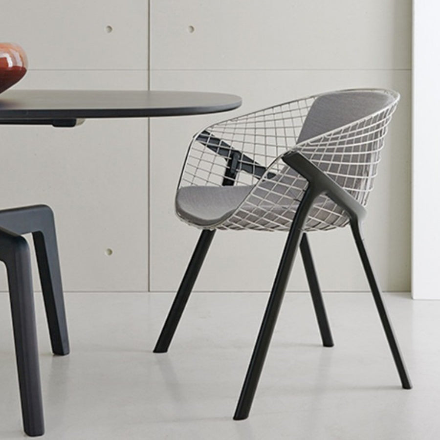 Modern Style Arm Chair Metal Cross Back Dining Room Chair for Indoor Clearhalo 'Dining Chairs' 'Dining Tables & Seating' 'dining_chair' 'furn' 'furn_dining_chair' 'Furniture' 'Kitchen & Dining Furniture' 7650155