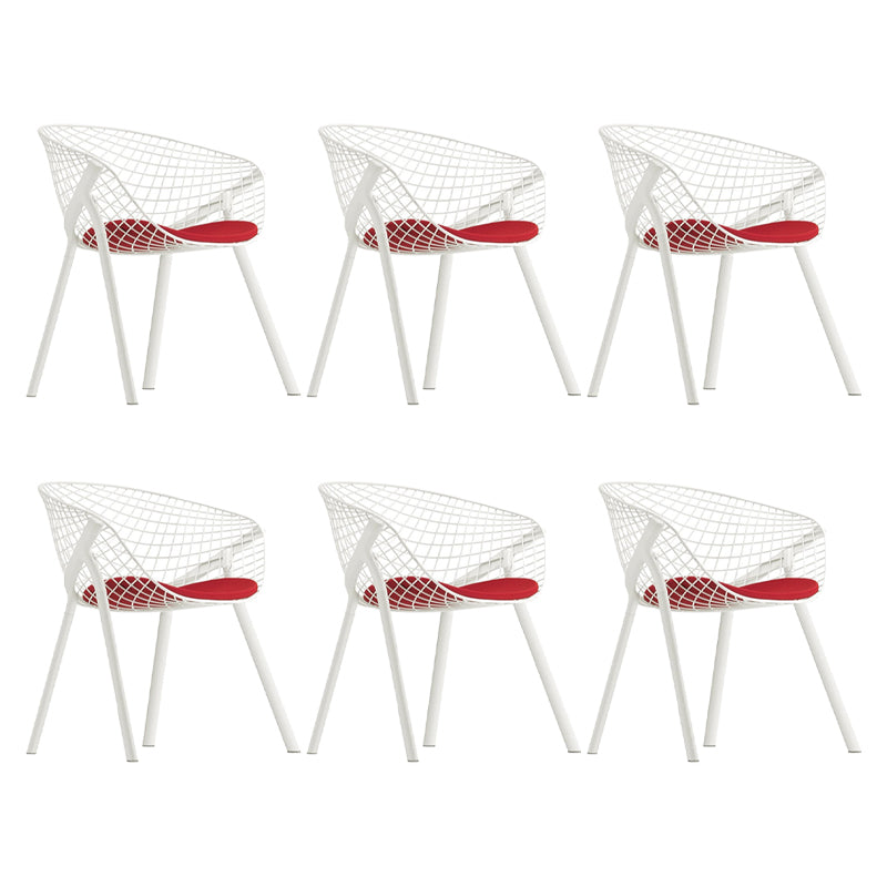 Modern Style Arm Chair Metal Cross Back Dining Room Chair for Indoor White 6 Piece Set Clearhalo 'Dining Chairs' 'Dining Tables & Seating' 'dining_chair' 'furn' 'furn_dining_chair' 'Furniture' 'Kitchen & Dining Furniture' 7650156