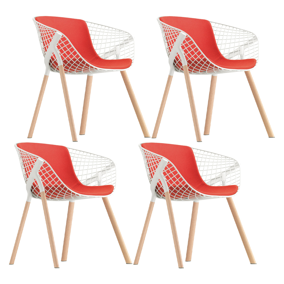 Modern Style Arm Chair Metal Cross Back Dining Room Chair for Indoor Red 4 Piece Set Clearhalo 'Dining Chairs' 'Dining Tables & Seating' 'dining_chair' 'furn' 'furn_dining_chair' 'Furniture' 'Kitchen & Dining Furniture' 7650165