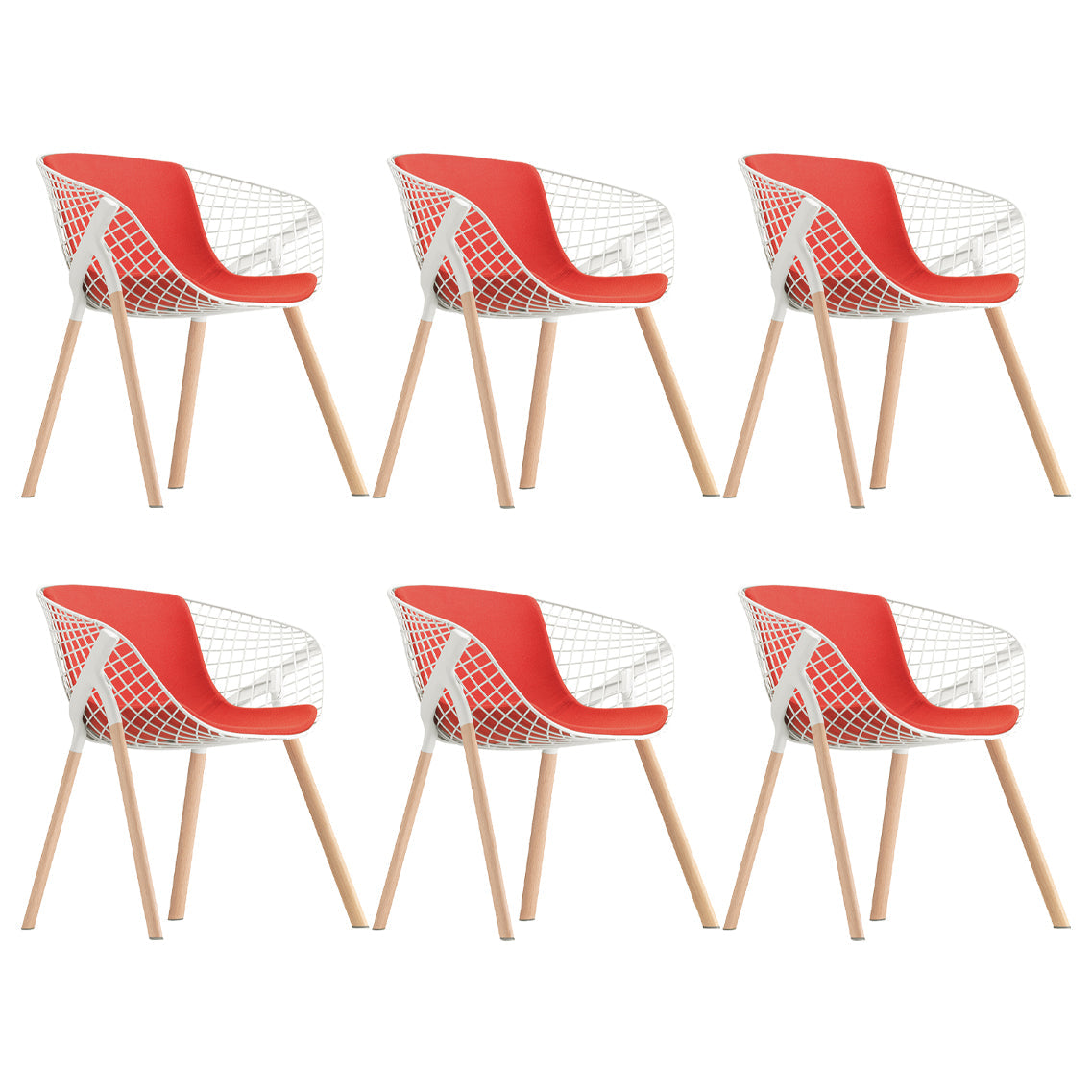 Modern Style Arm Chair Metal Cross Back Dining Room Chair for Indoor Red 6 Piece Set Clearhalo 'Dining Chairs' 'Dining Tables & Seating' 'dining_chair' 'furn' 'furn_dining_chair' 'Furniture' 'Kitchen & Dining Furniture' 7650166