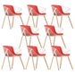 Modern Style Arm Chair Metal Cross Back Dining Room Chair for Indoor Red 8 Piece Set Clearhalo 'Dining Chairs' 'Dining Tables & Seating' 'dining_chair' 'furn' 'furn_dining_chair' 'Furniture' 'Kitchen & Dining Furniture' 7650167