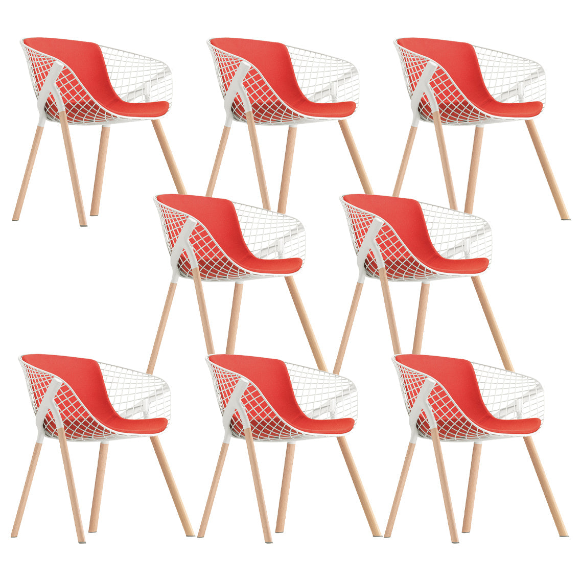 Modern Style Arm Chair Metal Cross Back Dining Room Chair for Indoor Red 8 Piece Set Clearhalo 'Dining Chairs' 'Dining Tables & Seating' 'dining_chair' 'furn' 'furn_dining_chair' 'Furniture' 'Kitchen & Dining Furniture' 7650167