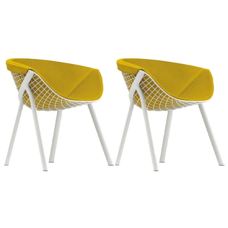 Modern Style Arm Chair Metal Cross Back Dining Room Chair for Indoor Yellow 2 Piece Set Clearhalo 'Dining Chairs' 'Dining Tables & Seating' 'dining_chair' 'furn' 'furn_dining_chair' 'Furniture' 'Kitchen & Dining Furniture' 7650169