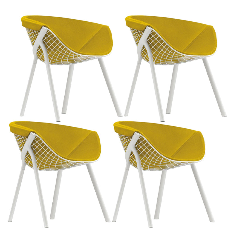 Modern Style Arm Chair Metal Cross Back Dining Room Chair for Indoor Yellow 4 Piece Set Clearhalo 'Dining Chairs' 'Dining Tables & Seating' 'dining_chair' 'furn' 'furn_dining_chair' 'Furniture' 'Kitchen & Dining Furniture' 7650170
