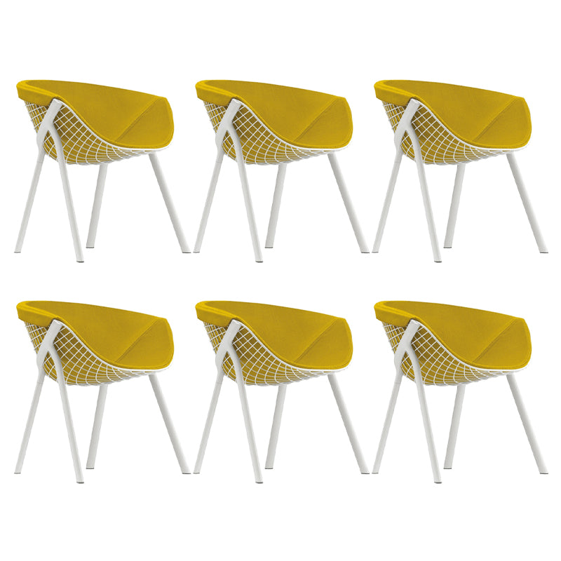 Modern Style Arm Chair Metal Cross Back Dining Room Chair for Indoor Yellow 6 Piece Set Clearhalo 'Dining Chairs' 'Dining Tables & Seating' 'dining_chair' 'furn' 'furn_dining_chair' 'Furniture' 'Kitchen & Dining Furniture' 7650171