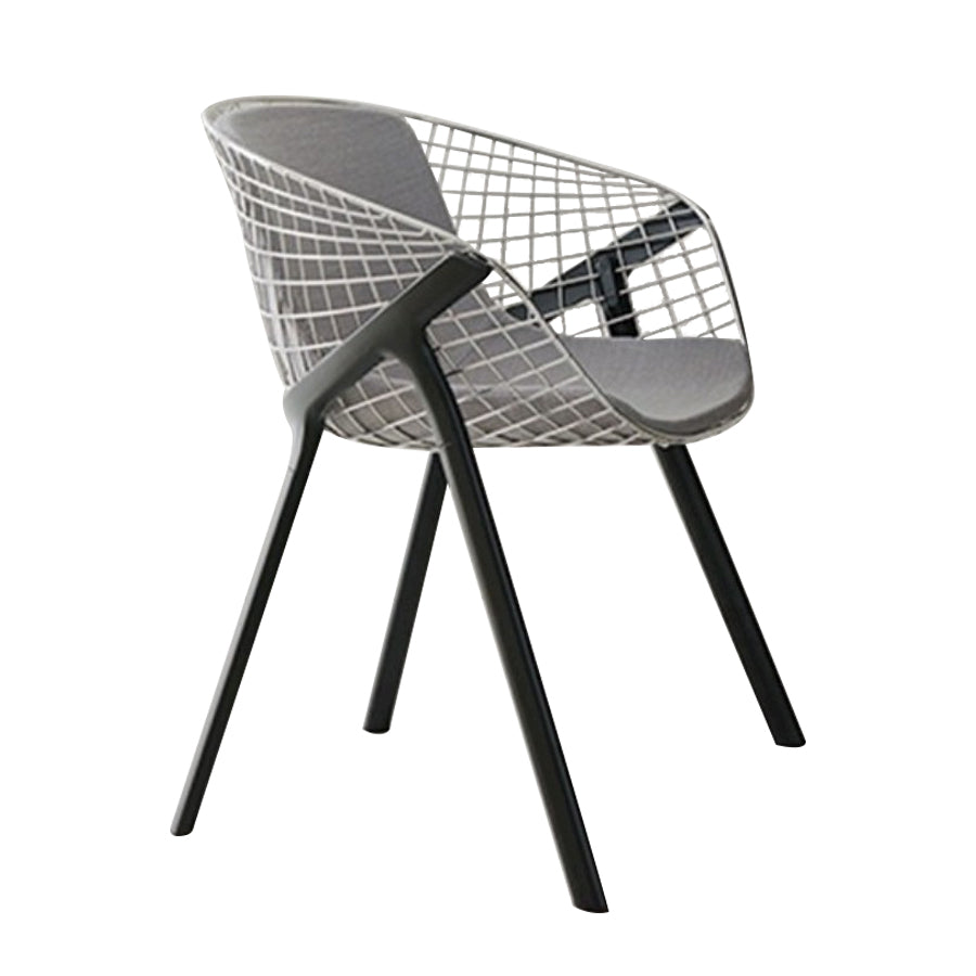 Modern Style Arm Chair Metal Cross Back Dining Room Chair for Indoor Black Gray 1 Piece Clearhalo 'Dining Chairs' 'Dining Tables & Seating' 'dining_chair' 'furn' 'furn_dining_chair' 'Furniture' 'Kitchen & Dining Furniture' 7650173