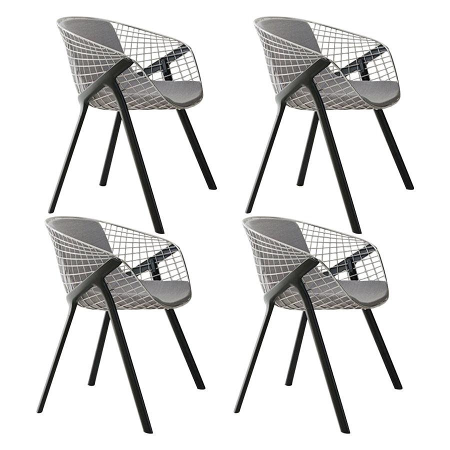 Modern Style Arm Chair Metal Cross Back Dining Room Chair for Indoor Black Gray 4 Piece Set Clearhalo 'Dining Chairs' 'Dining Tables & Seating' 'dining_chair' 'furn' 'furn_dining_chair' 'Furniture' 'Kitchen & Dining Furniture' 7650175