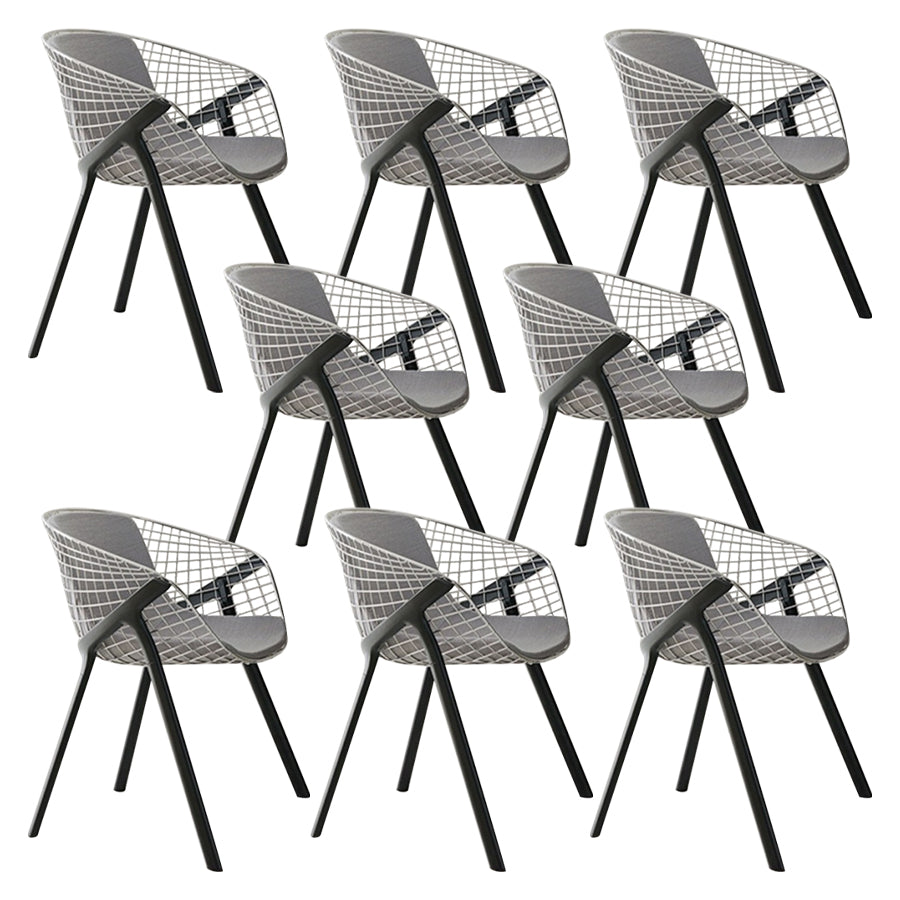 Modern Style Arm Chair Metal Cross Back Dining Room Chair for Indoor Black Gray 8 Piece Set Clearhalo 'Dining Chairs' 'Dining Tables & Seating' 'dining_chair' 'furn' 'furn_dining_chair' 'Furniture' 'Kitchen & Dining Furniture' 7650177