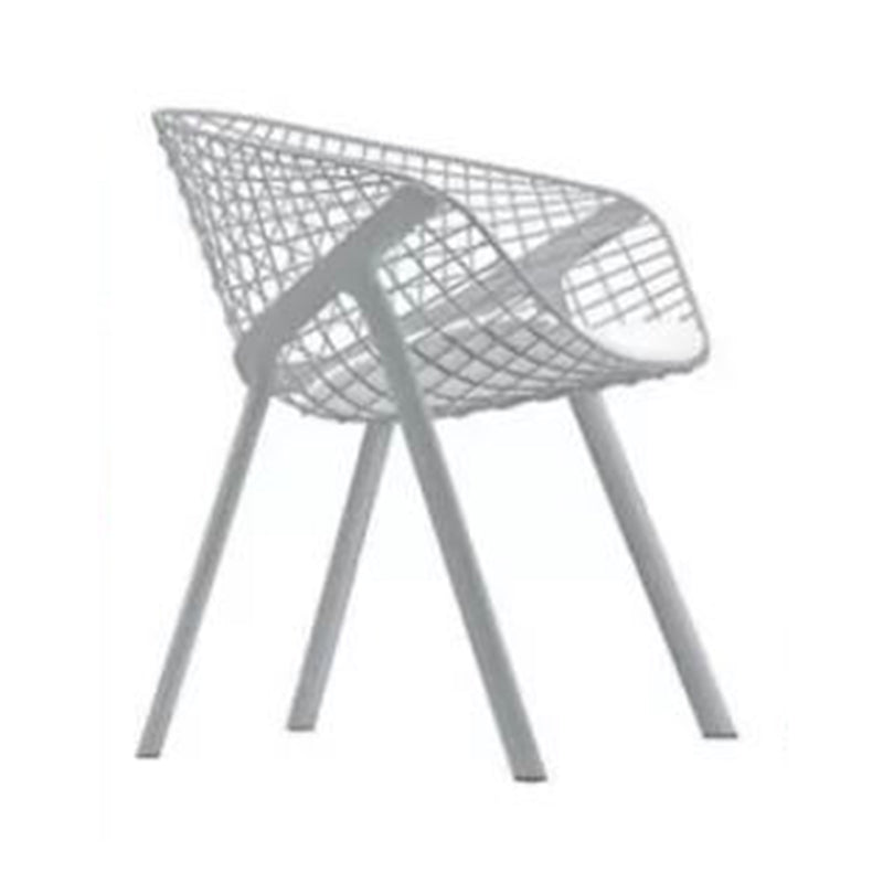 Modern Style Arm Chair Metal Cross Back Dining Room Chair for Indoor White-Gray 1 Piece Clearhalo 'Dining Chairs' 'Dining Tables & Seating' 'dining_chair' 'furn' 'furn_dining_chair' 'Furniture' 'Kitchen & Dining Furniture' 7650178