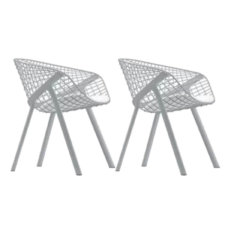 Modern Style Arm Chair Metal Cross Back Dining Room Chair for Indoor White-Gray 2 Piece Set Clearhalo 'Dining Chairs' 'Dining Tables & Seating' 'dining_chair' 'furn' 'furn_dining_chair' 'Furniture' 'Kitchen & Dining Furniture' 7650179