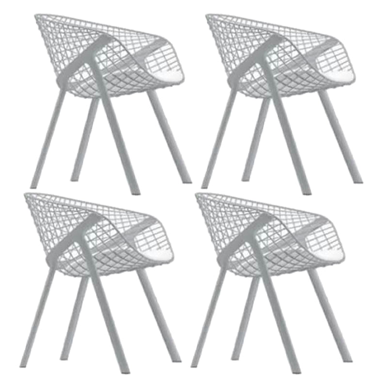Modern Style Arm Chair Metal Cross Back Dining Room Chair for Indoor White-Gray 4 Piece Set Clearhalo 'Dining Chairs' 'Dining Tables & Seating' 'dining_chair' 'furn' 'furn_dining_chair' 'Furniture' 'Kitchen & Dining Furniture' 7650180