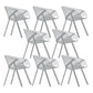 Modern Style Arm Chair Metal Cross Back Dining Room Chair for Indoor White-Gray 8 Piece Set Clearhalo 'Dining Chairs' 'Dining Tables & Seating' 'dining_chair' 'furn' 'furn_dining_chair' 'Furniture' 'Kitchen & Dining Furniture' 7650182