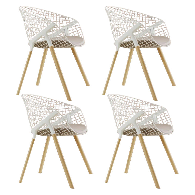 Modern Style Arm Chair Metal Cross Back Dining Room Chair for Indoor Wood + Gray 4 Piece Set Clearhalo 'Dining Chairs' 'Dining Tables & Seating' 'dining_chair' 'furn' 'furn_dining_chair' 'Furniture' 'Kitchen & Dining Furniture' 7650185