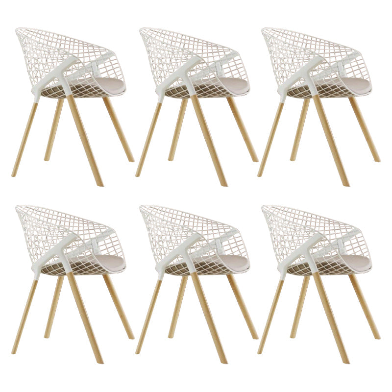 Modern Style Arm Chair Metal Cross Back Dining Room Chair for Indoor Wood + Gray 6 Piece Set Clearhalo 'Dining Chairs' 'Dining Tables & Seating' 'dining_chair' 'furn' 'furn_dining_chair' 'Furniture' 'Kitchen & Dining Furniture' 7650186