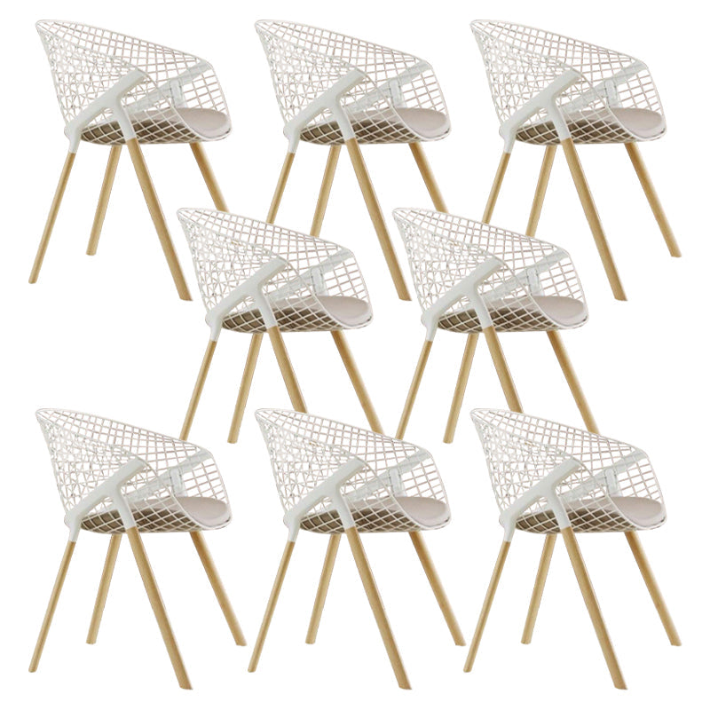 Modern Style Arm Chair Metal Cross Back Dining Room Chair for Indoor Wood + Gray 8 Piece Set Clearhalo 'Dining Chairs' 'Dining Tables & Seating' 'dining_chair' 'furn' 'furn_dining_chair' 'Furniture' 'Kitchen & Dining Furniture' 7650187