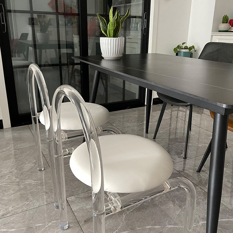 Moderne stijl eetkamerstoel leer open achterkant stoel met acrylbasis