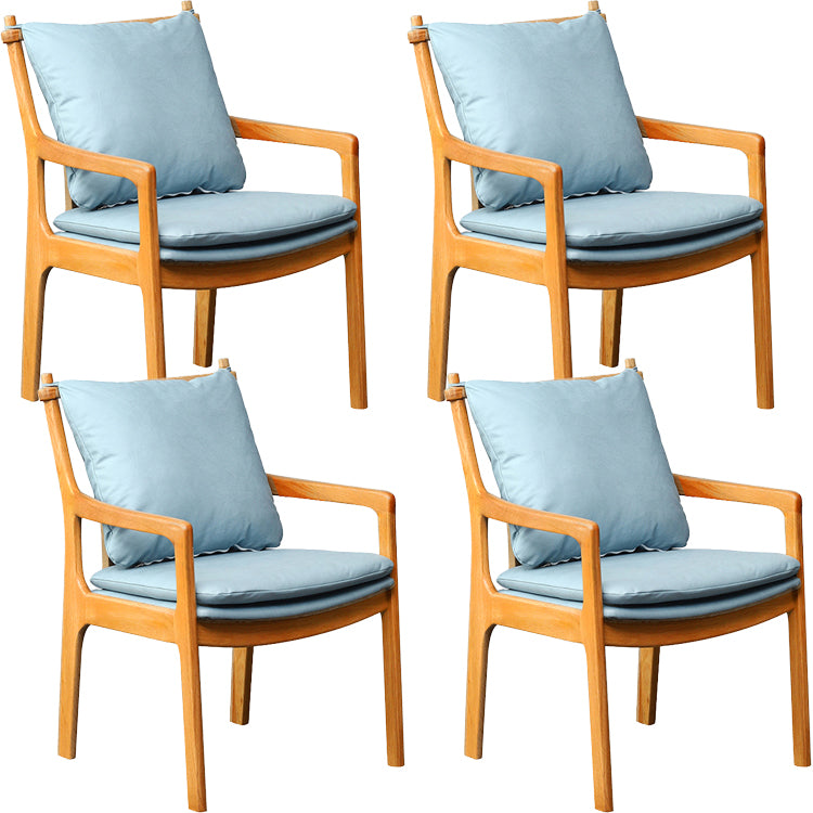 Home Contemporary Dining Chair Solid Wood Upholstered Dining Chair Blue-Brown Tech Cloth 4 Piece Set Clearhalo 'Dining Chairs' 'Dining Tables & Seating' 'dining_chair' 'furn' 'furn_dining_chair' 'Furniture' 'Kitchen & Dining Furniture' 7650335