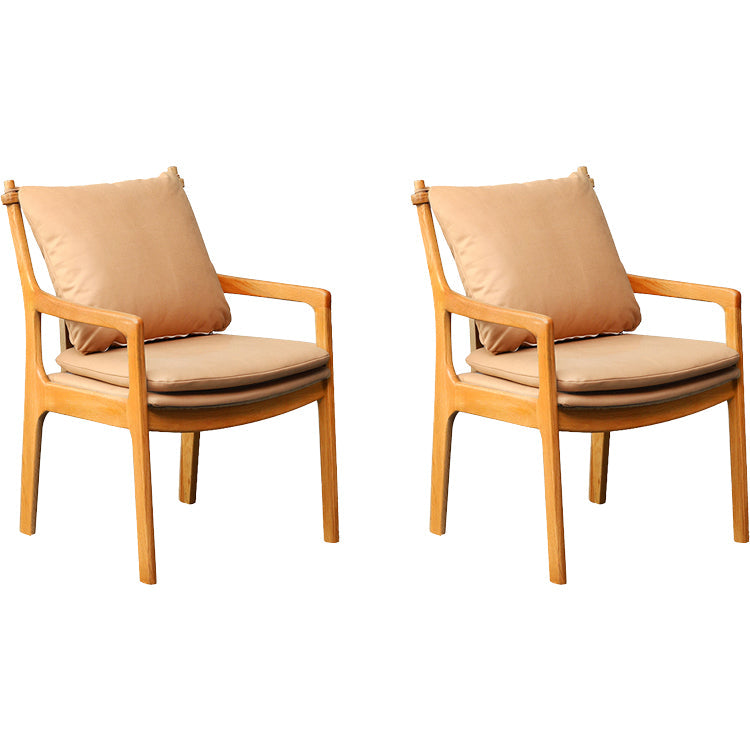 Home Contemporary Dining Chair Solid Wood Upholstered Dining Chair Light Camel Tech Cloth 2 Piece Set Clearhalo 'Dining Chairs' 'Dining Tables & Seating' 'dining_chair' 'furn' 'furn_dining_chair' 'Furniture' 'Kitchen & Dining Furniture' 7650342