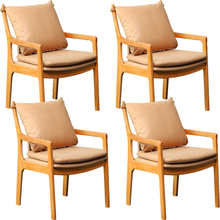 Home Contemporary Dining Chair Solid Wood Upholstered Dining Chair Light Camel Tech Cloth 4 Piece Set Clearhalo 'Dining Chairs' 'Dining Tables & Seating' 'dining_chair' 'furn' 'furn_dining_chair' 'Furniture' 'Kitchen & Dining Furniture' 7650344