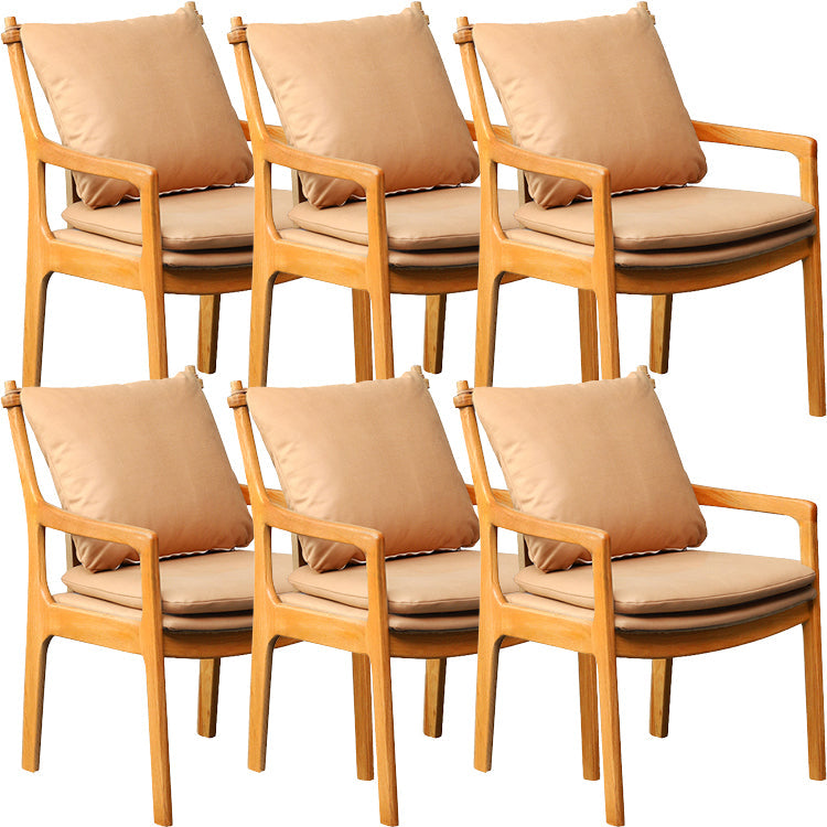 Home Contemporary Dining Chair Solid Wood Upholstered Dining Chair Light Camel Tech Cloth 6 Piece Set Clearhalo 'Dining Chairs' 'Dining Tables & Seating' 'dining_chair' 'furn' 'furn_dining_chair' 'Furniture' 'Kitchen & Dining Furniture' 7650346