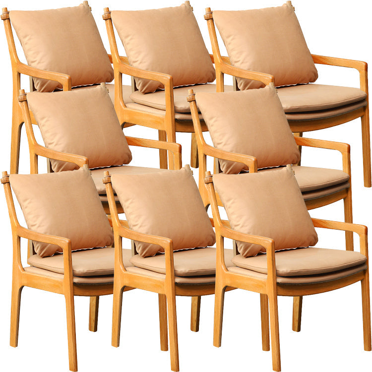 Home Contemporary Dining Chair Solid Wood Upholstered Dining Chair Light Camel Tech Cloth 8 Piece Set Clearhalo 'Dining Chairs' 'Dining Tables & Seating' 'dining_chair' 'furn' 'furn_dining_chair' 'Furniture' 'Kitchen & Dining Furniture' 7650348