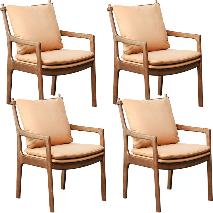Home Contemporary Dining Chair Solid Wood Upholstered Dining Chair Yellow-Brown Tech Cloth 4 Piece Set Clearhalo 'Dining Chairs' 'Dining Tables & Seating' 'dining_chair' 'furn' 'furn_dining_chair' 'Furniture' 'Kitchen & Dining Furniture' 7650352