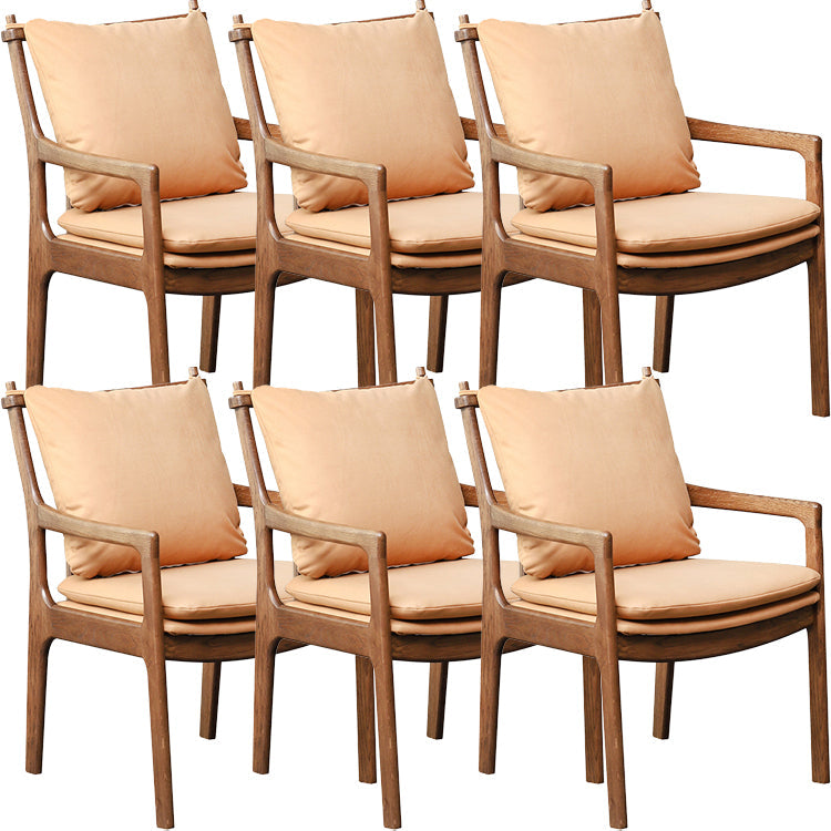 Home Contemporary Dining Chair Solid Wood Upholstered Dining Chair Yellow-Brown Tech Cloth 6 Piece Set Clearhalo 'Dining Chairs' 'Dining Tables & Seating' 'dining_chair' 'furn' 'furn_dining_chair' 'Furniture' 'Kitchen & Dining Furniture' 7650353